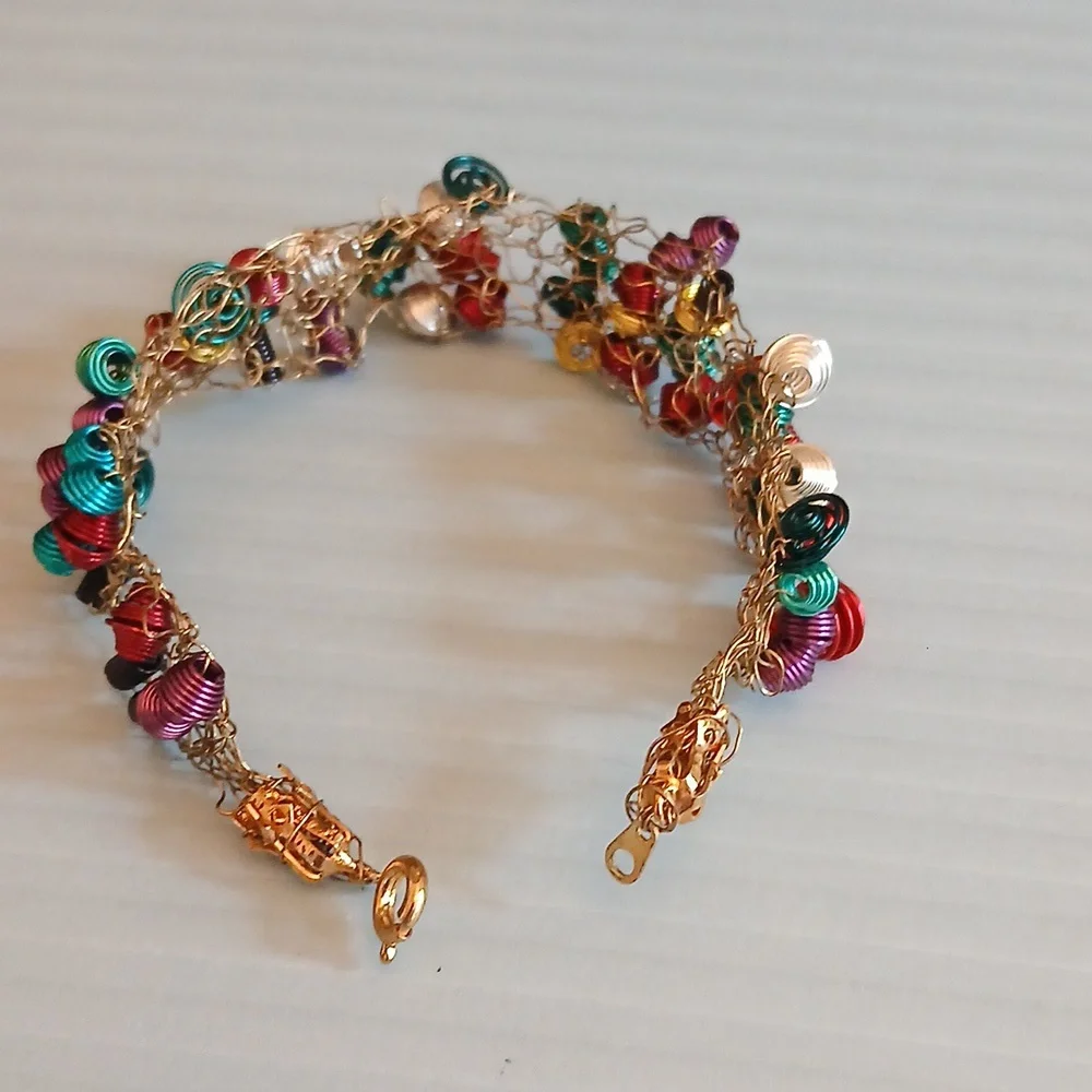 Women's Artisan Colorful Wire Wrapped Statement Bracelet